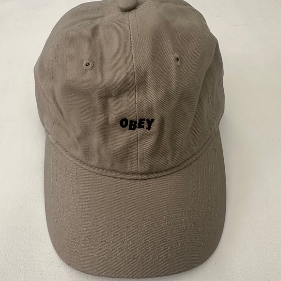 Obey Other - New OBEY Logo Beige Embroidered Adjustable Baseball Hat Cap One Size